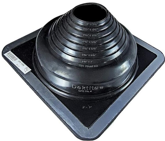Dektite Premium Black EPDM Metal Roof Pipe Flashing